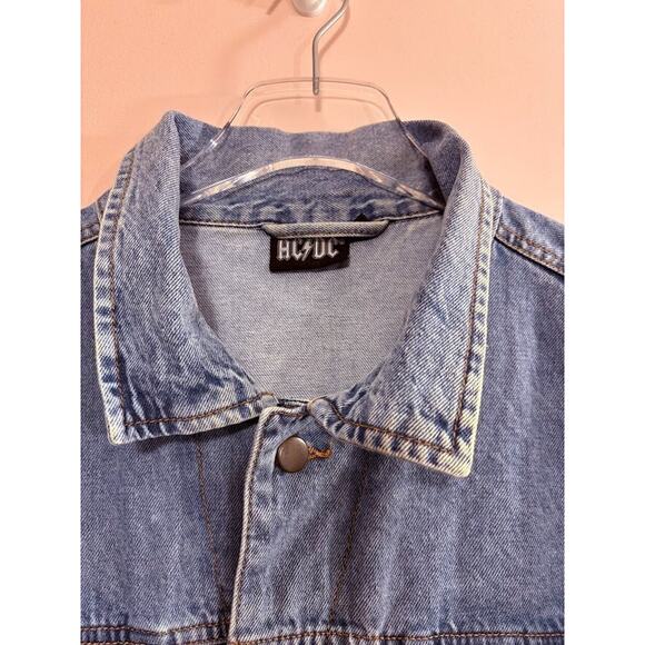 AC/DC Denim Jacket Tie-Dye Back Button Closure Size XL - Picture 5 of 5